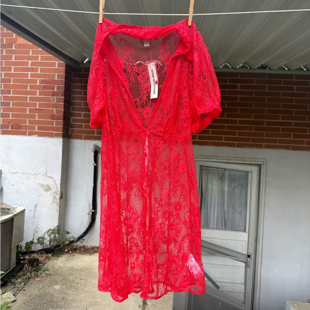 UO Sheer/Lace Red Dress